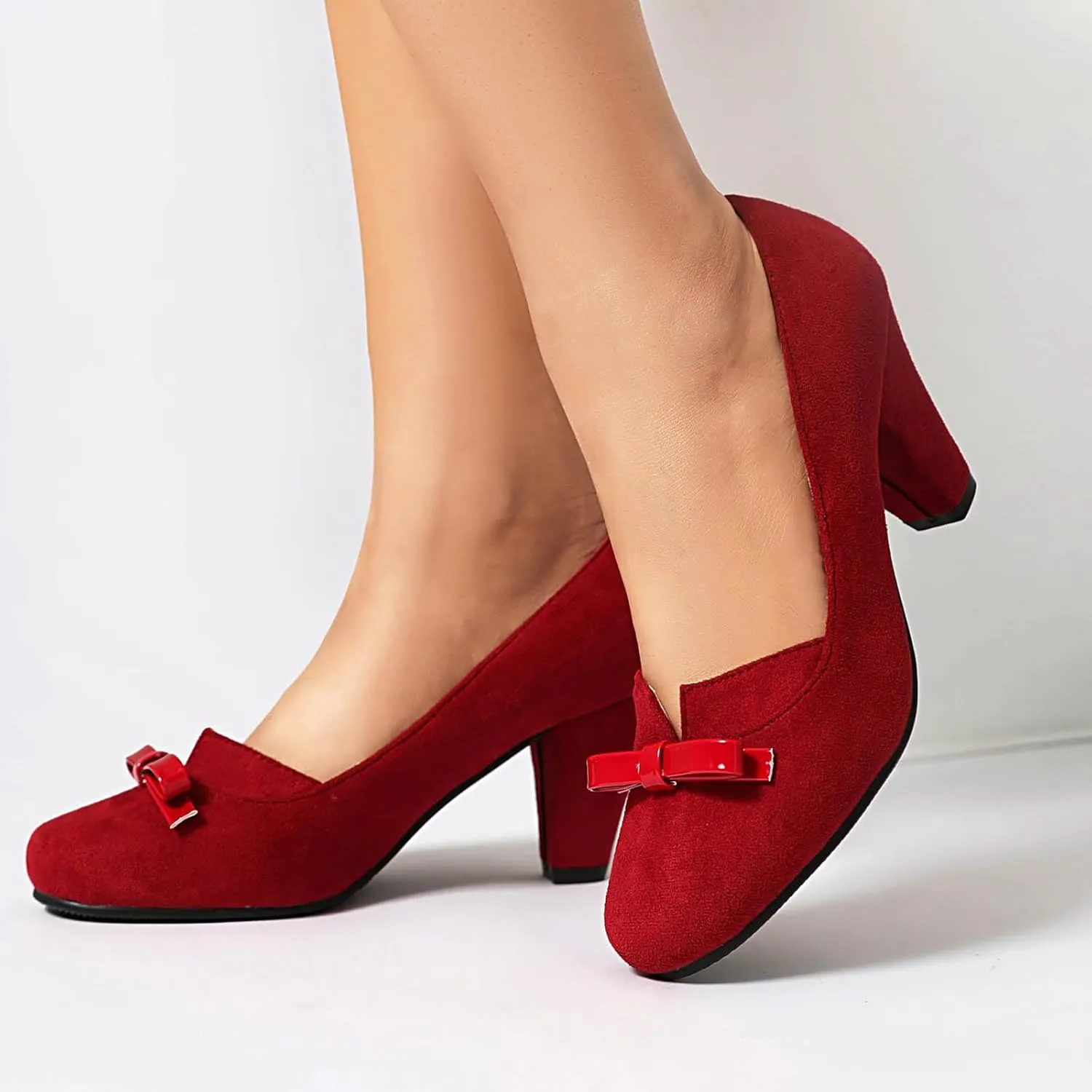 Elerhythm Women's Mary Jane Bownot Closed Round Toe Vintage Heels Gatsby 1920s Pumps 1950s Victorian Retro Shoes