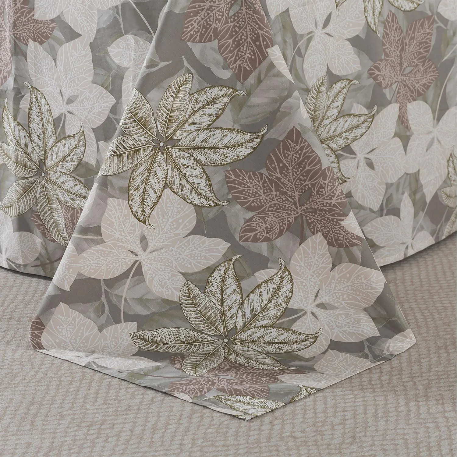 FADFAY Cal King Sheets Set Percale Cotton Leaves Bed Sheets Deep Pocket Fitted Sheet, Luxury Vintage Leaves Printed Shabby Bedding, Super Soft Crisp & Cool,4pcs