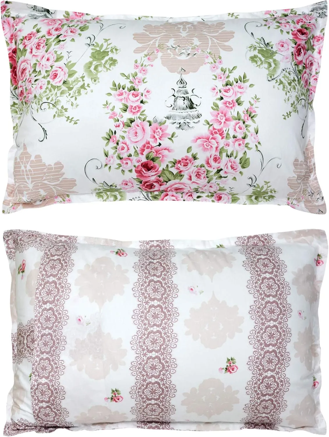FADFAY Pink Rose Floral Duvet Cover Set 100% Cotton Girls Bedding with Hidden Zipper Closure 3 Pieces, 1duvet Cover & 2pillowcases,King/California King Size