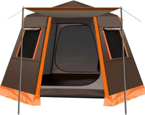 Family Outdoor Camping Tent Automatic Pop-Up Tent 3-4 Person Double Layer Waterproof Instant Tent Easy Set Up Ideal Outdoor