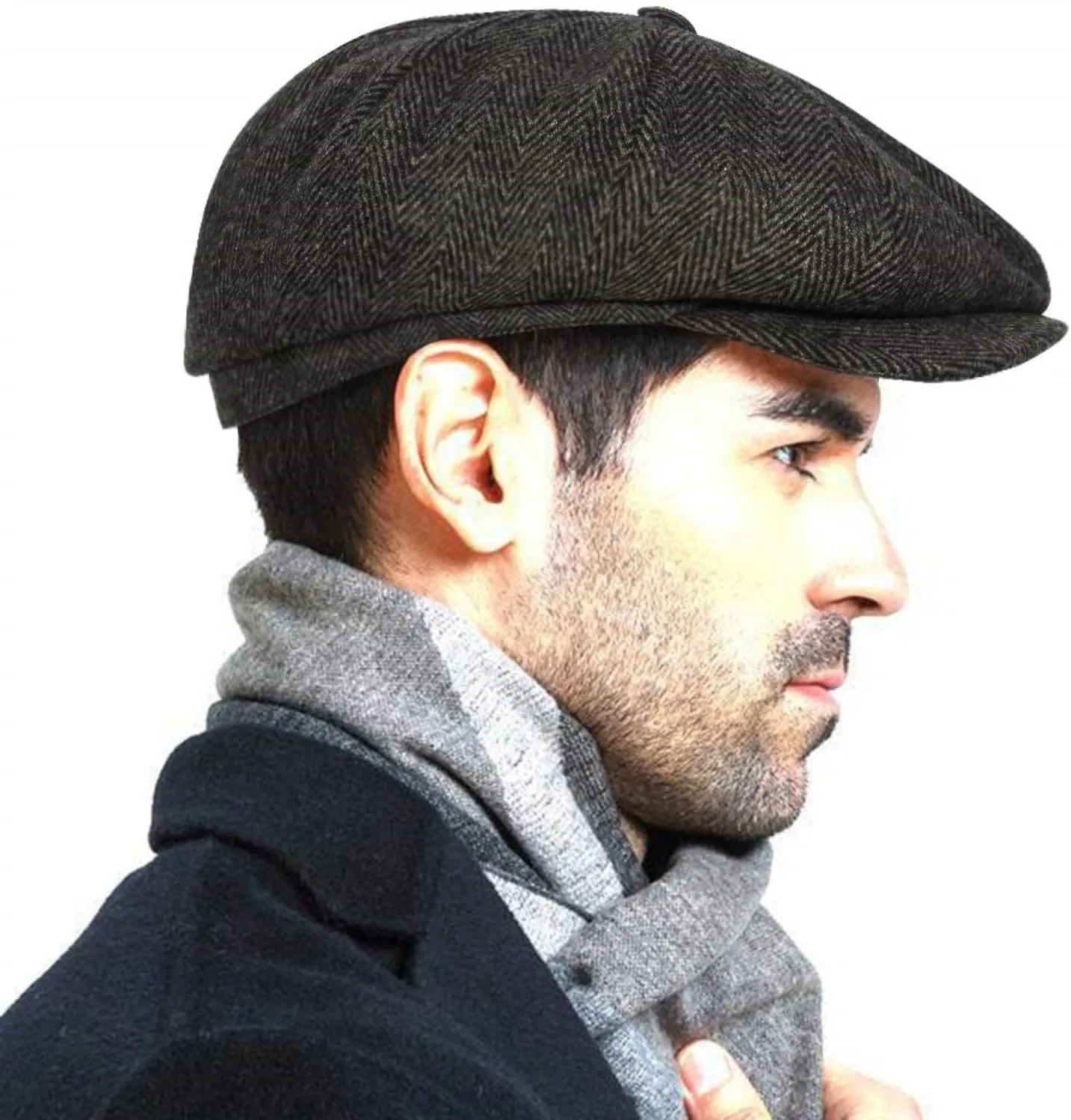 Fashion Men’s Classic Newsboy Gatsby Hat Blend Wool Vintage Flat Ivy Cabbie Cap Boyfriend Gifts(Medium/Large/X-Large)