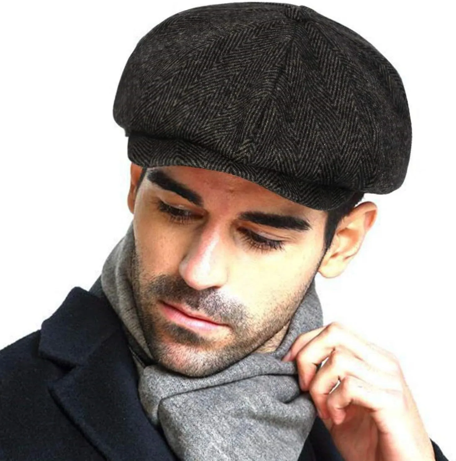Fashion Men’s Classic Newsboy Gatsby Hat Blend Wool Vintage Flat Ivy Cabbie Cap Boyfriend Gifts(Medium/Large/X-Large)