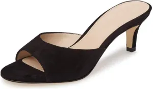 Fericzot Low Heel Mules Slip on Kitten Peep Toe Sandals Dress Pump Slides Backless Slingback Summer Slipper for Women