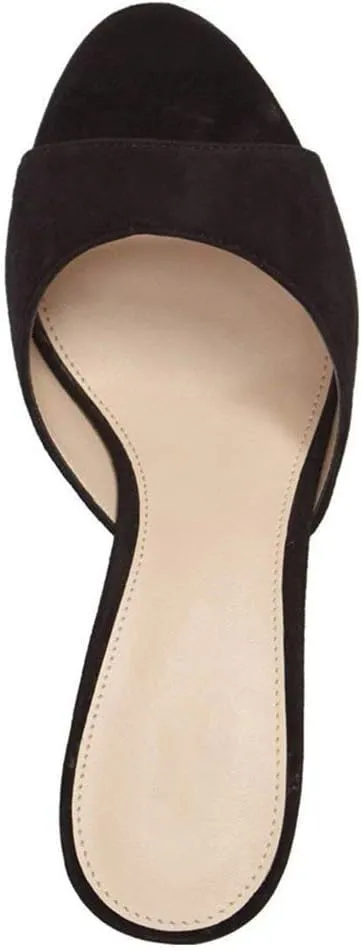 Fericzot Low Heel Mules Slip on Kitten Peep Toe Sandals Dress Pump Slides Backless Slingback Summer Slipper for Women