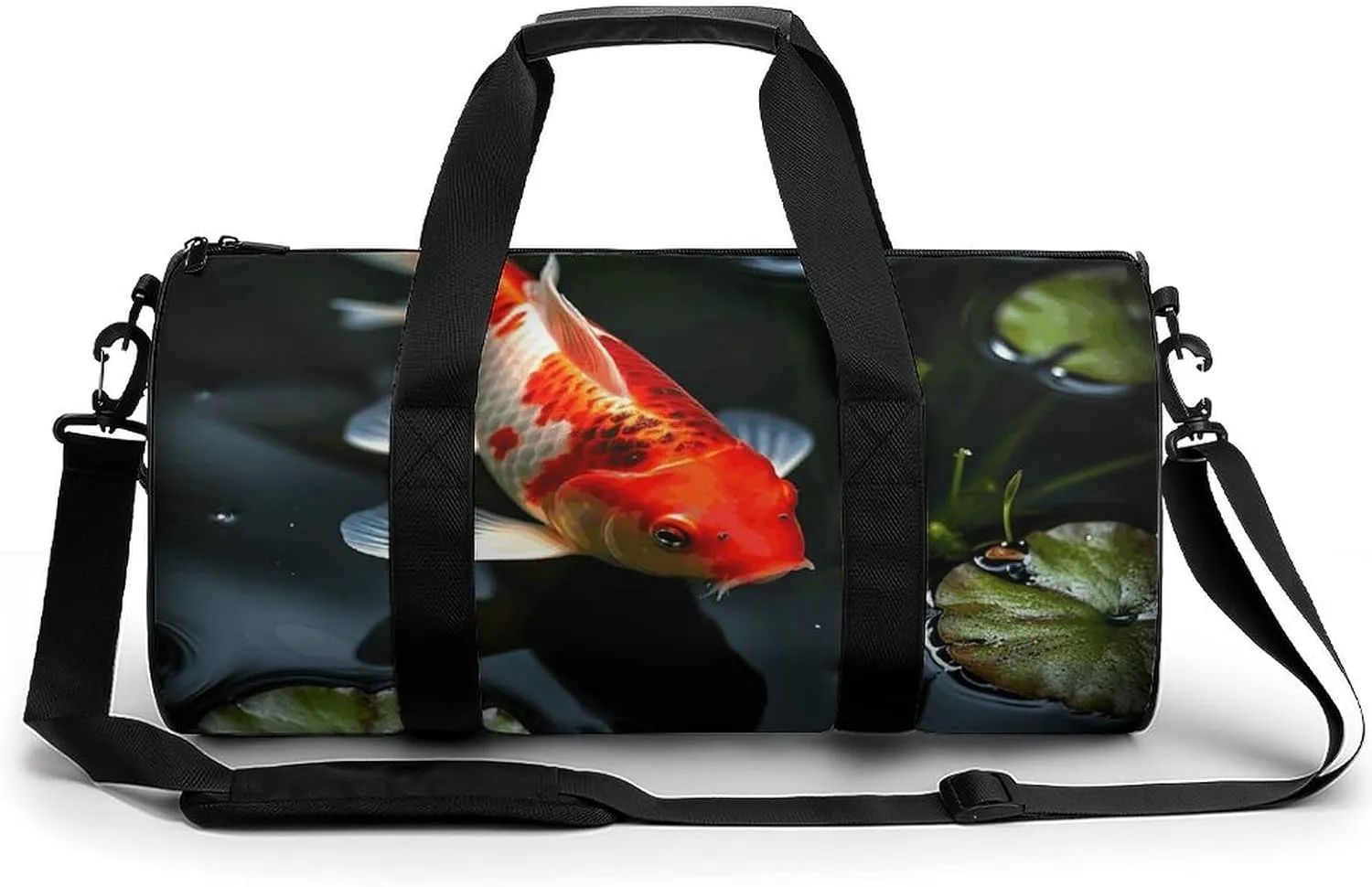 Fish in Pond Sport Gym Duffle Travel Bag for Women Men Overnight Weekender Bag with Shoe Compartment,Wet Pocket, 17.7in/9in/9in, style-25