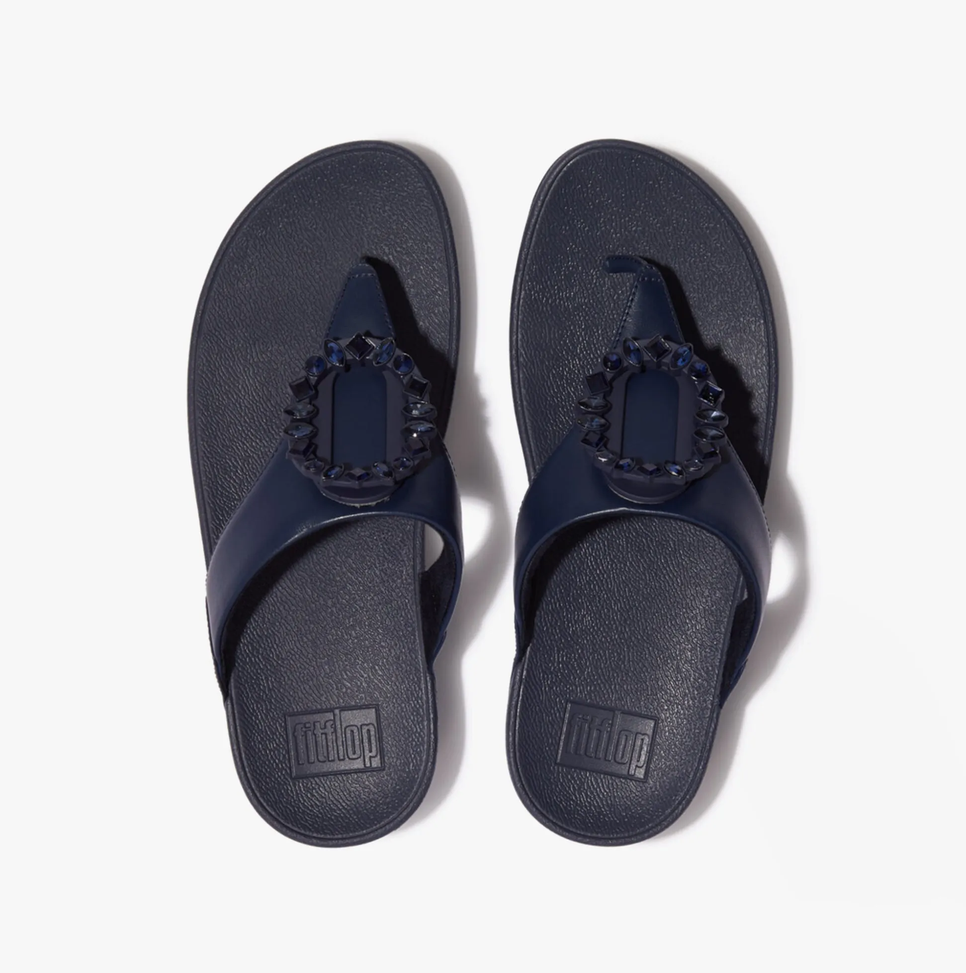 FitFlop LULU CRYSTAL Womens Toe-Post Sandals Stone Midnight Navy