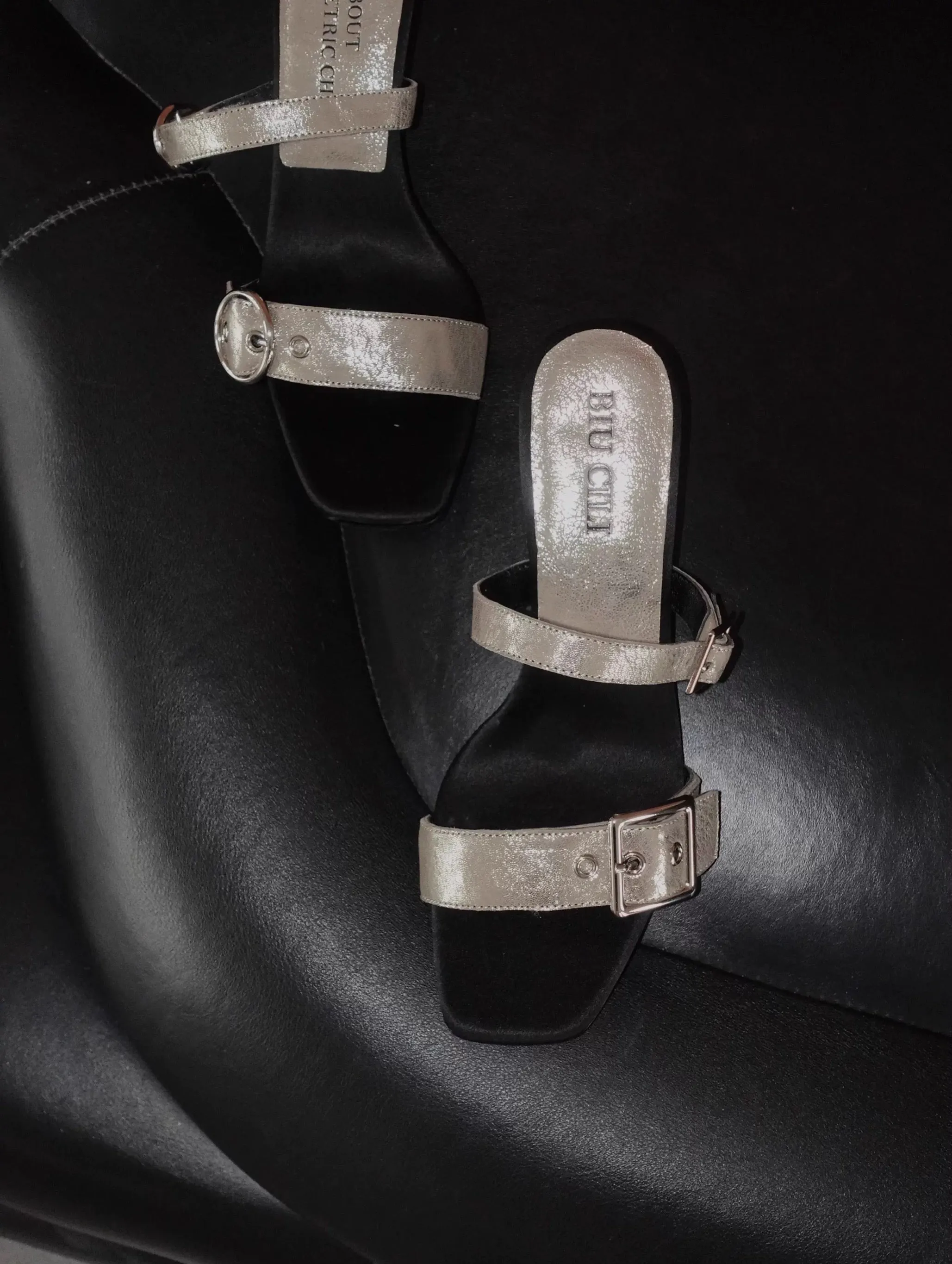 Flowing Romance Asymmetric Minimalist Buckle Strap Mid Heel Sandal