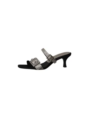 Flowing Romance Asymmetric Minimalist Buckle Strap Mid Heel Sandal