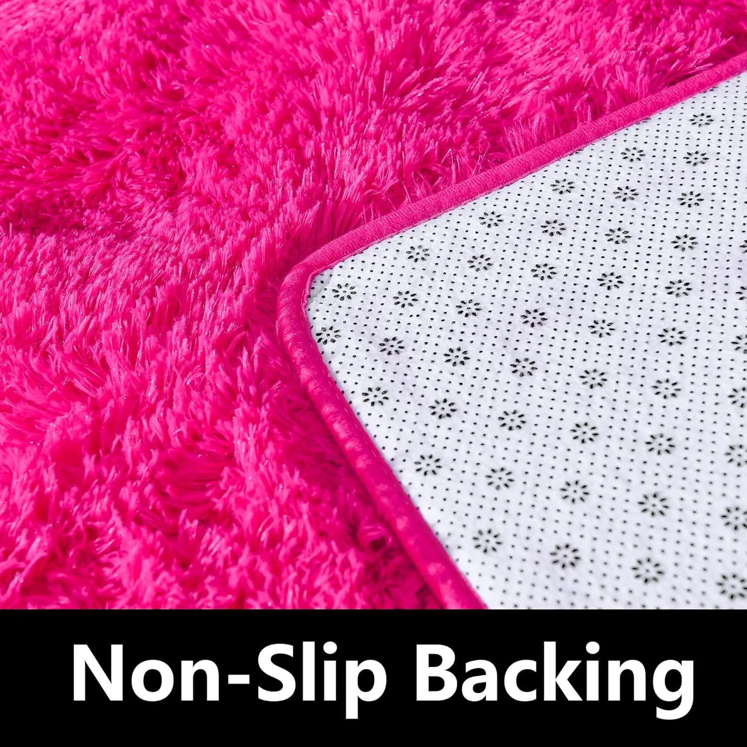 Fluffy Rug Runner 2x4, Super Soft Hot Pink Bedside Runner, Non-Slip Hallway Decor