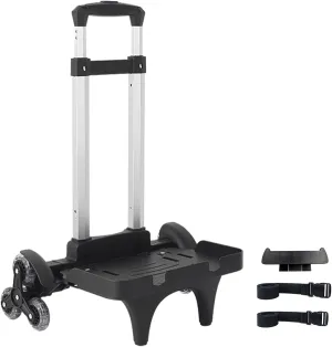 Foldable Backpack Luggage Trolley – 3-Wheel Portable Rolling Cart with Strap & Edge Guard Base, Heavy Duty Aluminum Folding Hand Truck for Travel, Commuting, Utility, and Daily Use