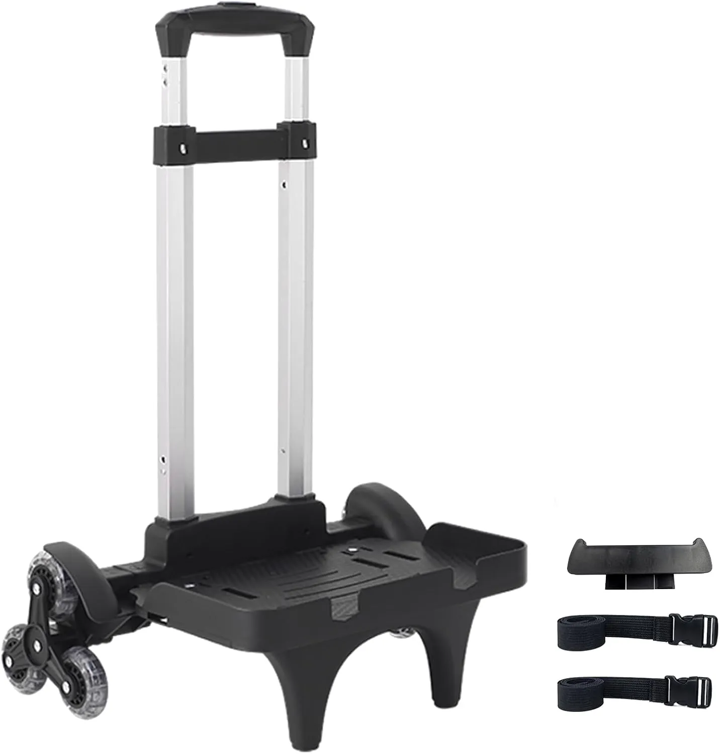 Foldable Backpack Luggage Trolley – 3-Wheel Portable Rolling Cart with Strap & Edge Guard Base, Heavy Duty Aluminum Folding Hand Truck for Travel, Commuting, Utility, and Daily Use