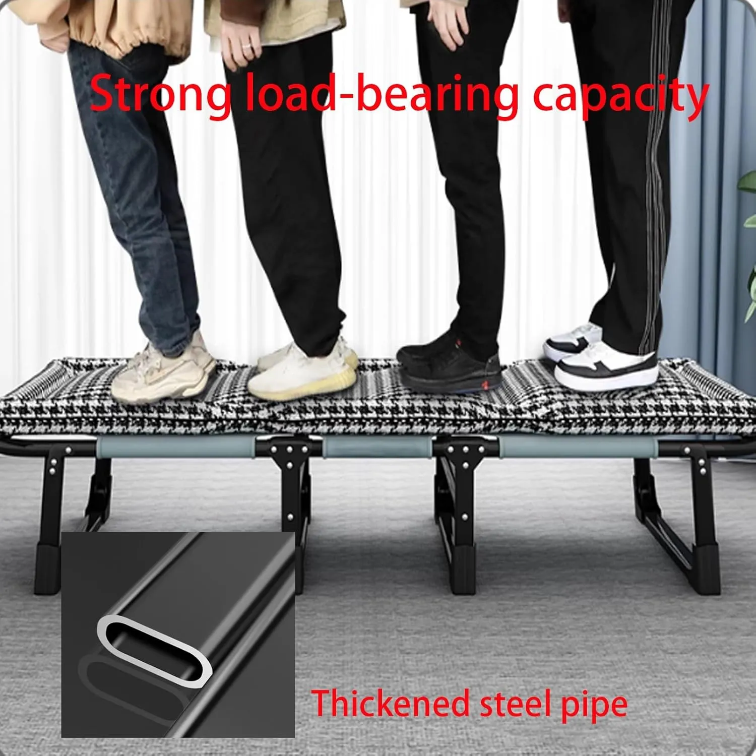 Folding Camping Cot with Mattresses 4-Level Adjustment of Backrest Portable Foldable Bed Provide A Comfortable Rest for Camping, Home, Office, No Installation Required(Gray,175 * 56 * 30cm)