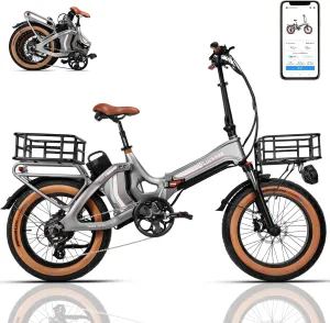 Folding Electric Bike for Adults 1400W Peak, 48V 33AH-2 Batteries 100 Miles 28MPH,20 inch Fat Tire Foldable EBikes with Full Suspension, Hydraulic Brakes APP, UL Commuting E Bike for Men Women