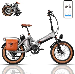 Folding Electric Bike for Adults 1400W Peak, 48V 33AH-2 Batteries 100 Miles 28MPH,20 inch Fat Tire Foldable EBikes with Full Suspension, Hydraulic Brakes APP, UL Commuting E Bike for Men Women