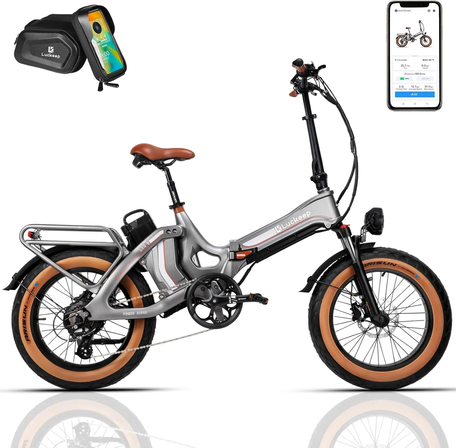 Folding Electric Bike for Adults 1400W Peak, 48V 33AH-2 Batteries 100 Miles 28MPH,20 inch Fat Tire Foldable EBikes with Full Suspension, Hydraulic Brakes APP, UL Commuting E Bike for Men Women