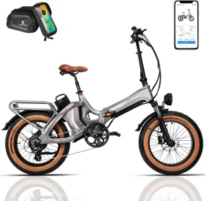 Folding Electric Bike for Adults 1400W Peak, 48V 33AH-2 Batteries 100 Miles 28MPH,20 inch Fat Tire Foldable EBikes with Full Suspension, Hydraulic Brakes APP, UL Commuting E Bike for Men Women