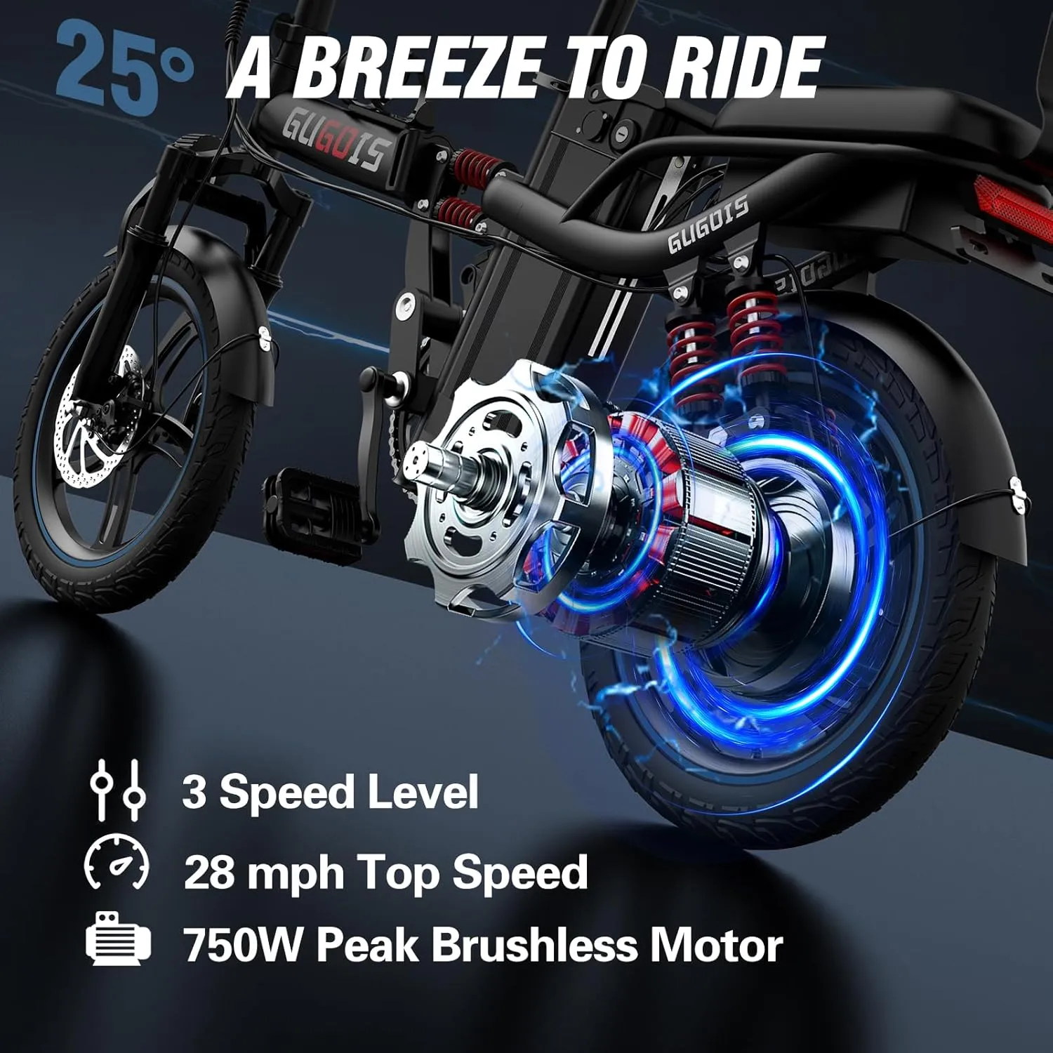 Folding Electric Bike for Adults,Mini Bike 500/750 Motor,28/30MPH,48V 15/20Ah Removable Battery,Up to 25-65Miles, 16" Fat Tire Ebike,Commuter Electric Bicycles for Adults Teens-2 Seater