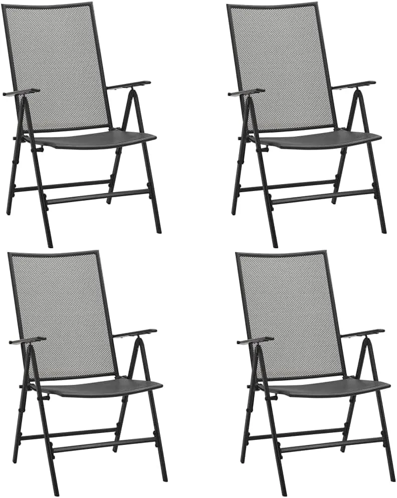 Folding Mesh Chairs 4 pcs Steel Anthracite