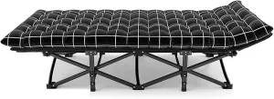 Folding Sleeping cot for Adults Portable Folding Bed Folding Beds with Mattress, Lounging and Elevated Napping, Support 600 Lbs, Light and Easy to Carry(Black)