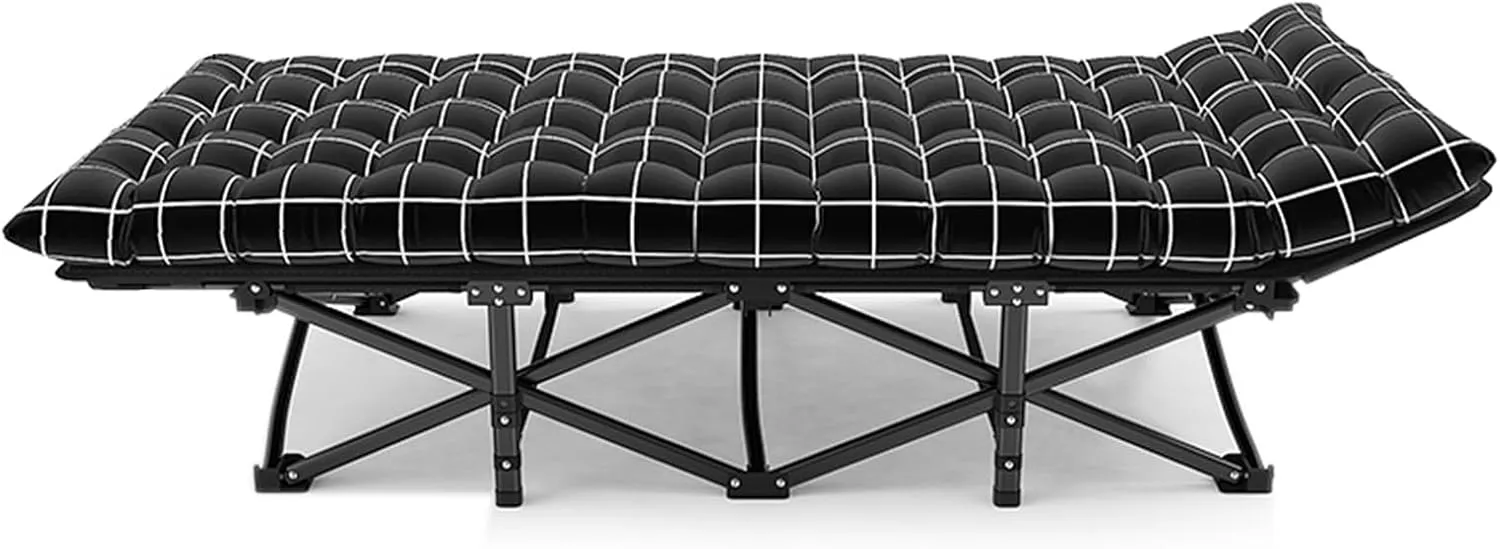 Folding Sleeping cot for Adults Portable Folding Bed Folding Beds with Mattress, Lounging and Elevated Napping, Support 600 Lbs, Light and Easy to Carry(Black)