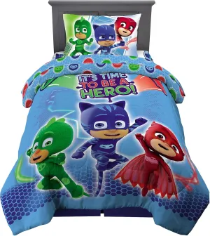 Franco Kids Bedding Super Soft Comforter and Sheet Set, 4 Piece Twin Size, PJ Masks