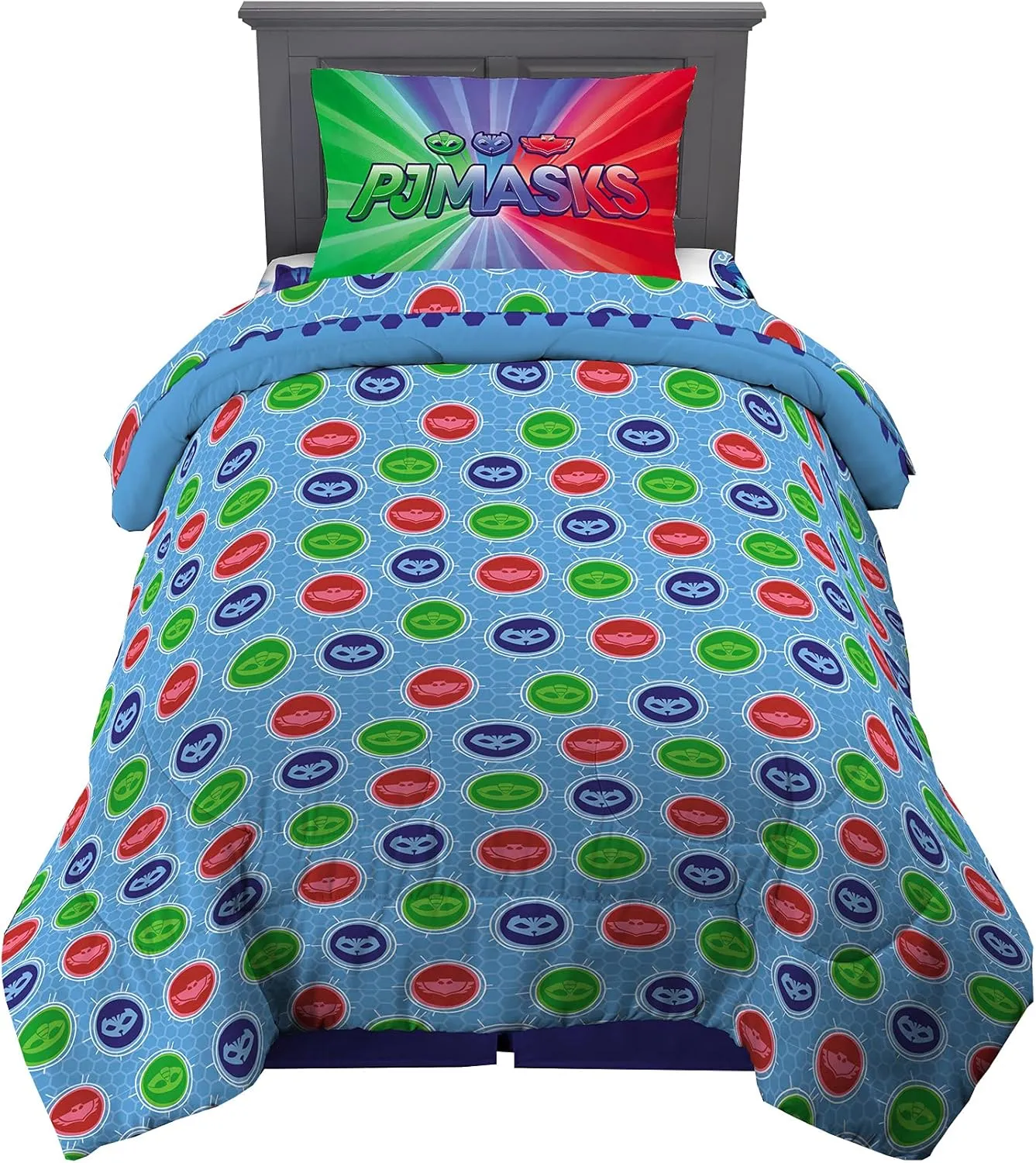 Franco Kids Bedding Super Soft Comforter and Sheet Set, 4 Piece Twin Size, PJ Masks