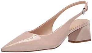 Franco Sarto Womens Racer Slingback Low Block Heel Pointed Toe Pump, Nude, 6.5 US