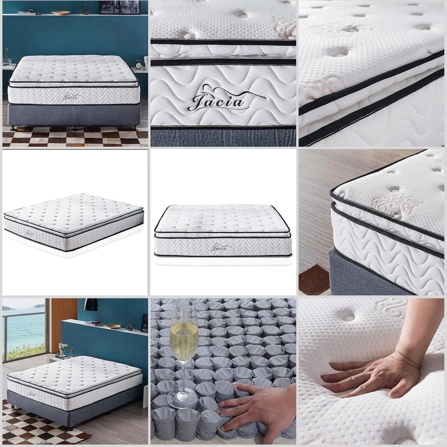 Full Mattress - 11.4 Inch Memory Foam & Innerspring Hybrid Mattress - Pillow Top - Bed in a Bag