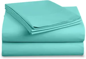 Full XL 100% Microfiber Double Brushed Sheet Set - Extra-Soft, Breathable & Wrinkle-Free - 15" Deep Pockets, 54" x 80" - Ideal for Extra Long Full Beds - 4PC Set (Full XL, Aqua Blue)