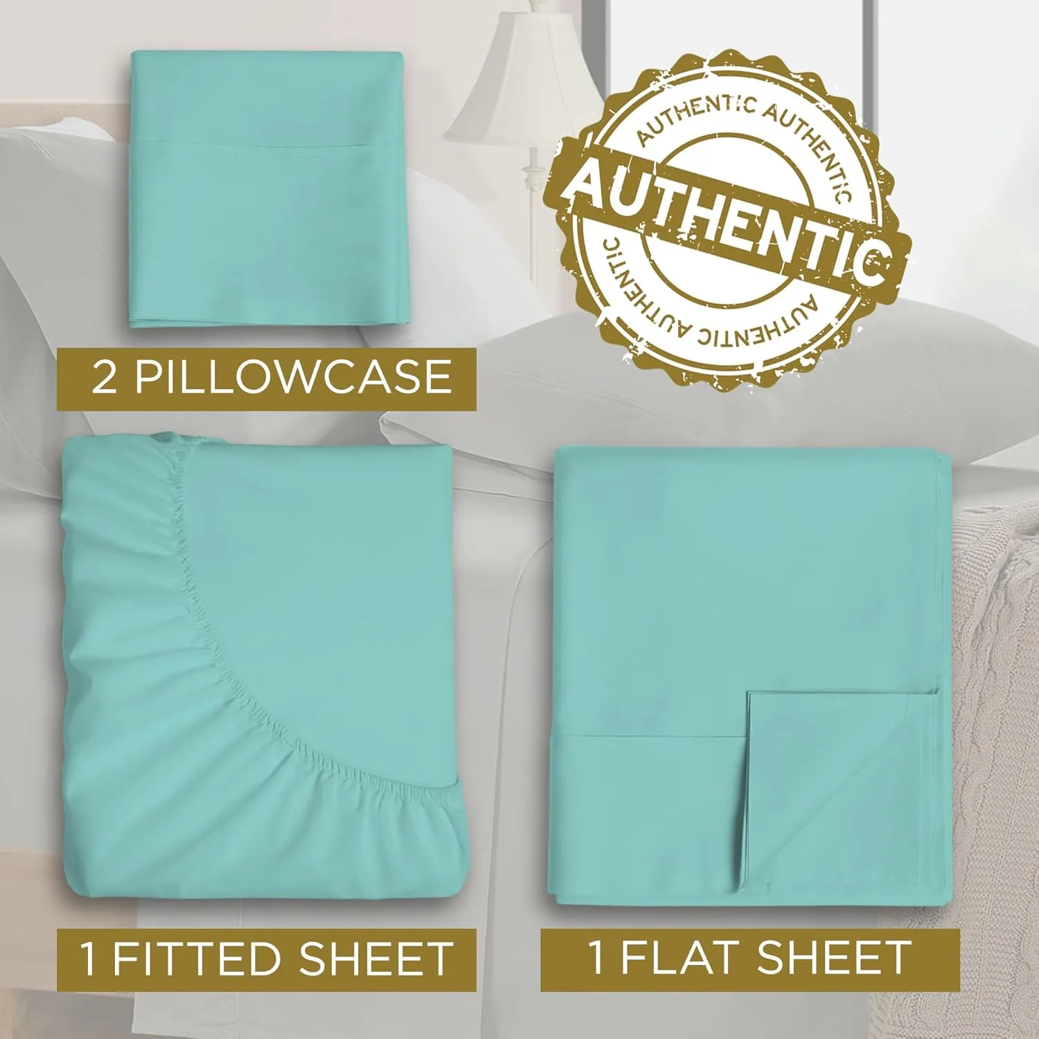 Full XL 100% Microfiber Double Brushed Sheet Set - Extra-Soft, Breathable & Wrinkle-Free - 15" Deep Pockets, 54" x 80" - Ideal for Extra Long Full Beds - 4PC Set (Full XL, Aqua Blue)