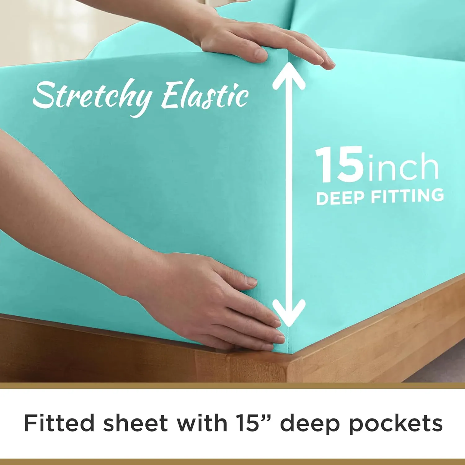 Full XL 100% Microfiber Double Brushed Sheet Set - Extra-Soft, Breathable & Wrinkle-Free - 15" Deep Pockets, 54" x 80" - Ideal for Extra Long Full Beds - 4PC Set (Full XL, Aqua Blue)