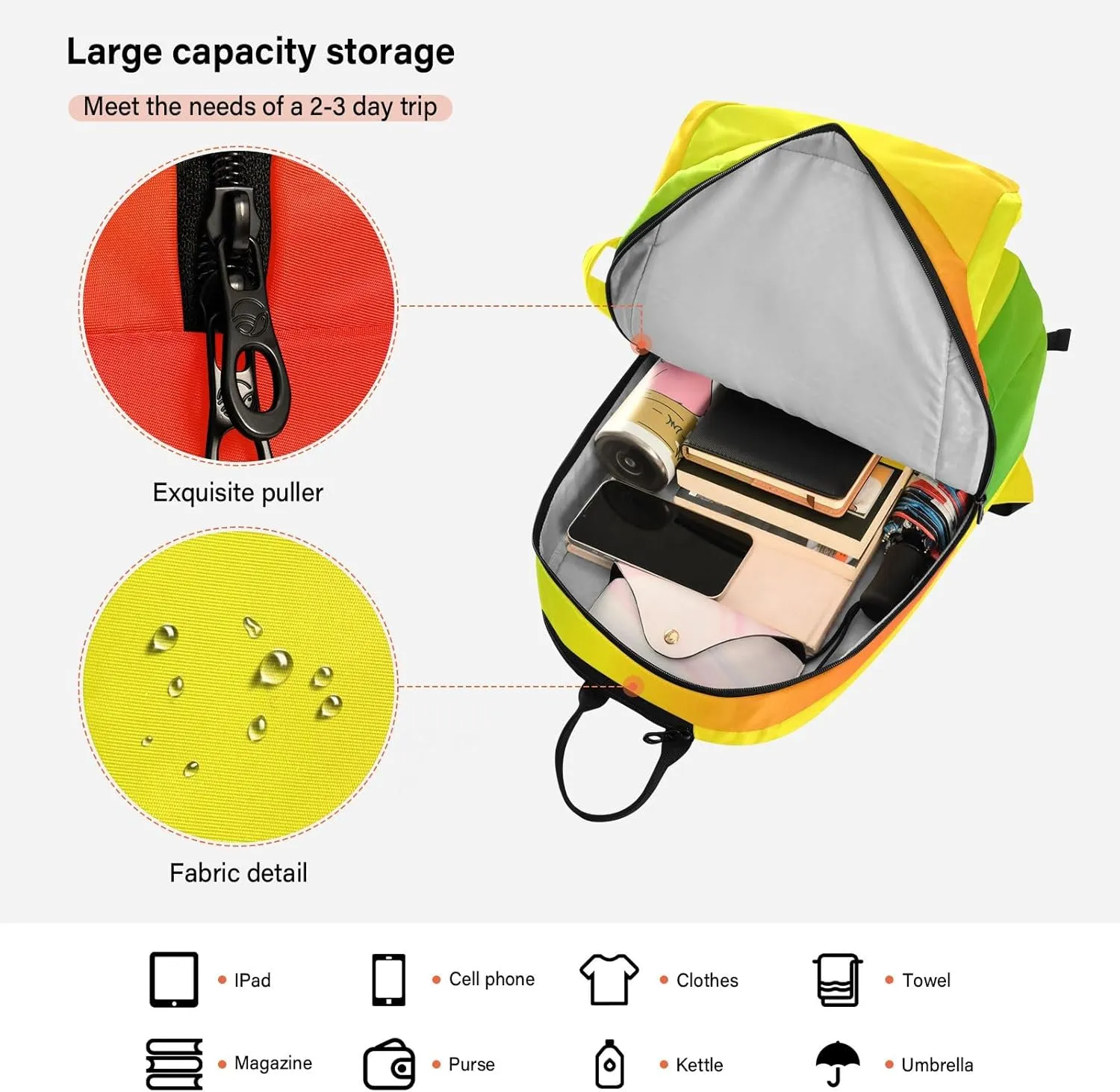 GAIGEO White Brown Retro Polka Dot Pickleball Bag, Multiple Storage Compartments, Foldable Racket Pocket