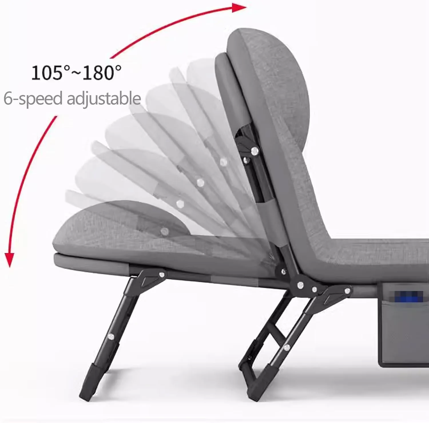 Generic Portable Folding Bed with Mattress Six Adjustable Backrests Folding Camping Cot for Adults with 8 Legs and High Rebound Cotton Filling Perfect for Camping(Gray B,180 * 62 * 35cm)