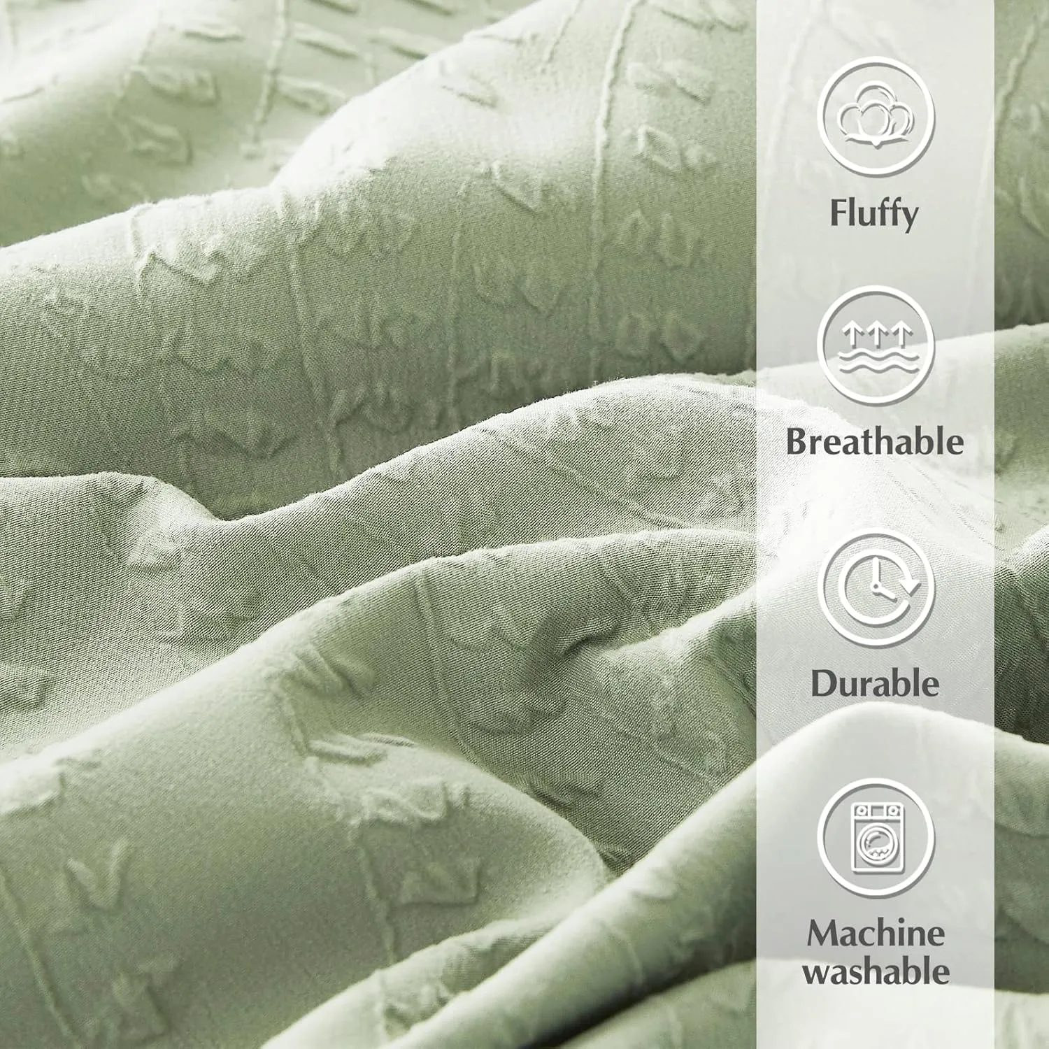 Geniospin King Size Comforter Set, Bed in a Bag Sage Green 7-Pieces, All Season Comfortable Bedding with Comforter, Pillow Sham, Flat Sheet, Fitted Sheet and Pillowcase (King,102"x90")