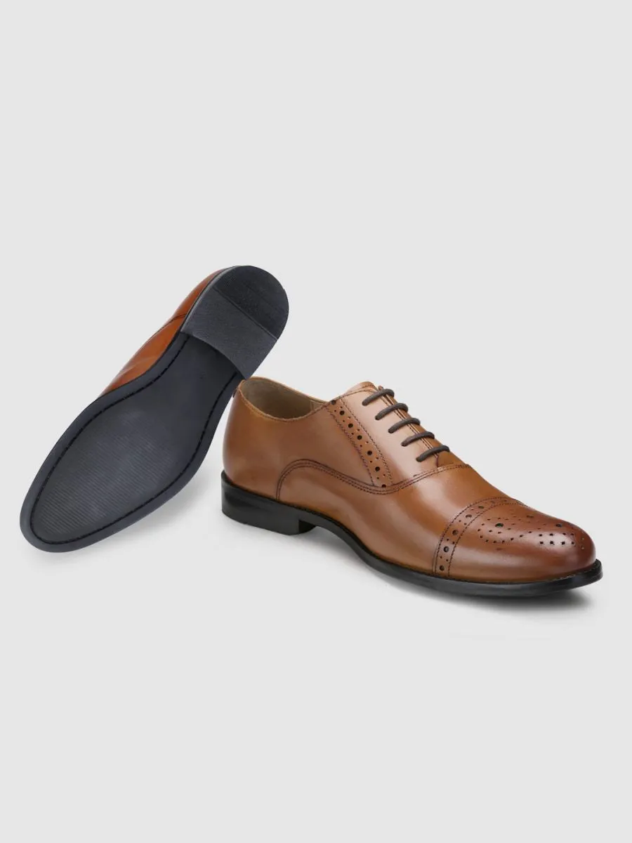 Genuine Leather Tan  Oxford Shoes