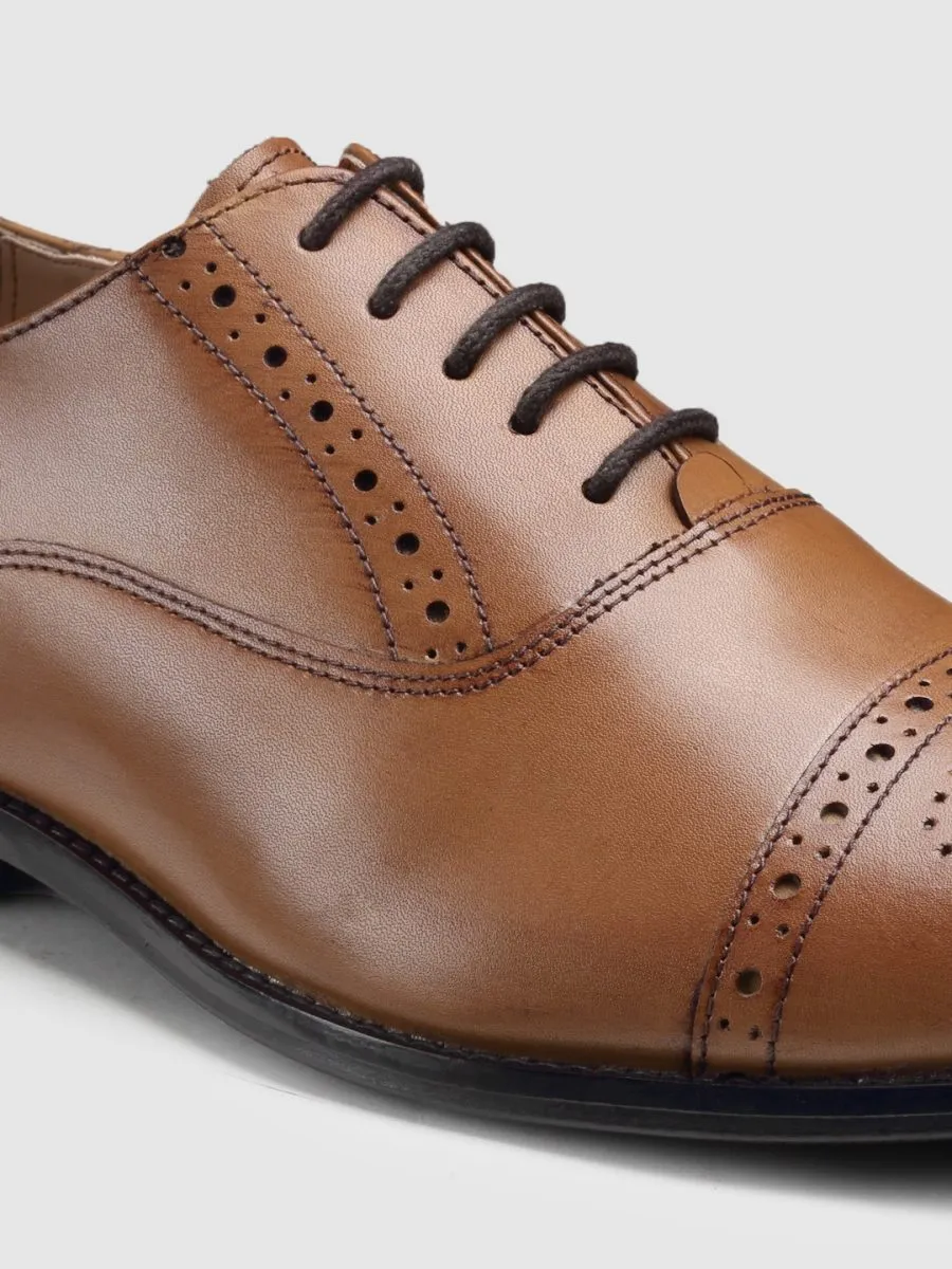 Genuine Leather Tan  Oxford Shoes