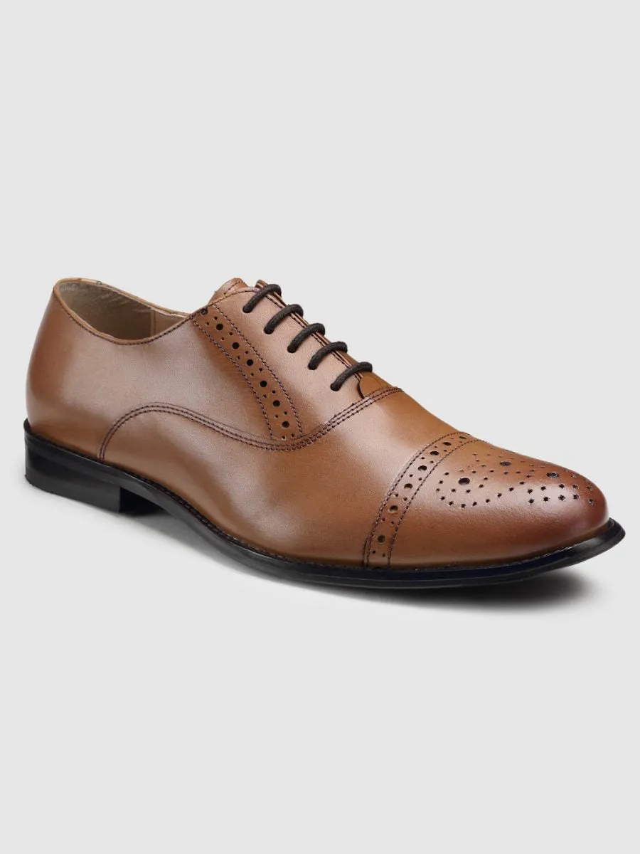 Genuine Leather Tan  Oxford Shoes