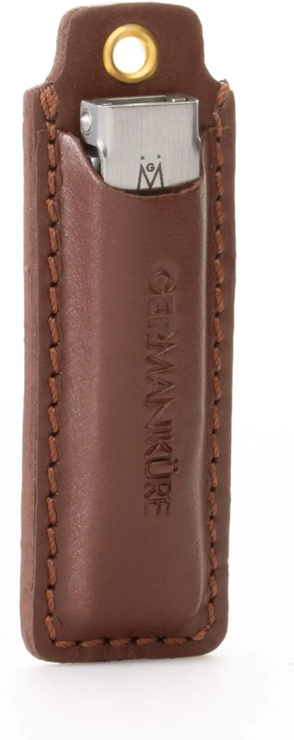 GERMANIKURE Pocket Nail Clipper Leather Keychain Case – Foldable All in one Nail Care Tool - Made in Germany of FINOX Stainless Steel – Travel Nail Clipper, Cleaner, File