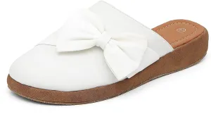 getmorebeauty Women's Cute Bow Mules Platform Clogs Closed Toe Slip-on Wedge Slides Sandals Summer Shoes