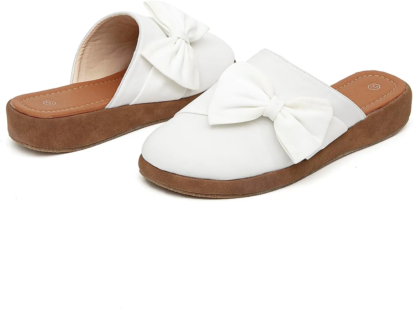 getmorebeauty Women's Cute Bow Mules Platform Clogs Closed Toe Slip-on Wedge Slides Sandals Summer Shoes
