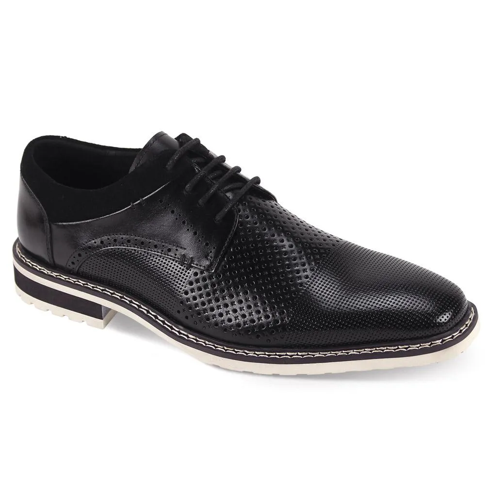 Giovanni Lambo Mens Black Leather Oxford Shoes