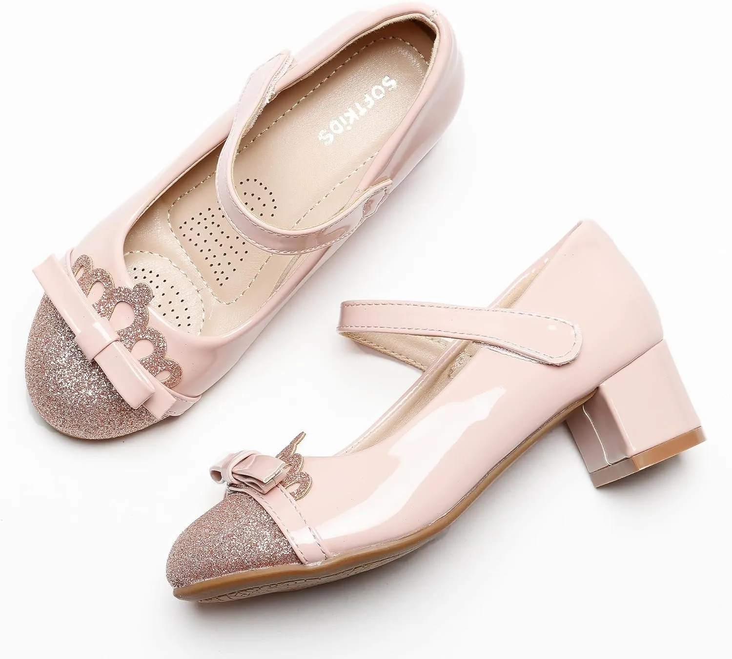 Girls Dress Shoes Low Heel School Girls Wedding Party Mary Jane Princess Pump Shoes
