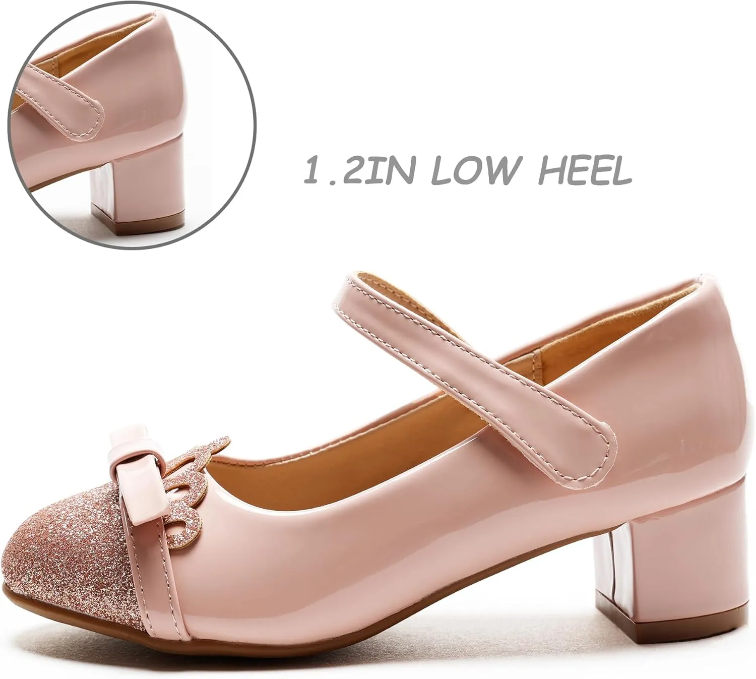 Girls Dress Shoes Low Heel School Girls Wedding Party Mary Jane Princess Pump Shoes