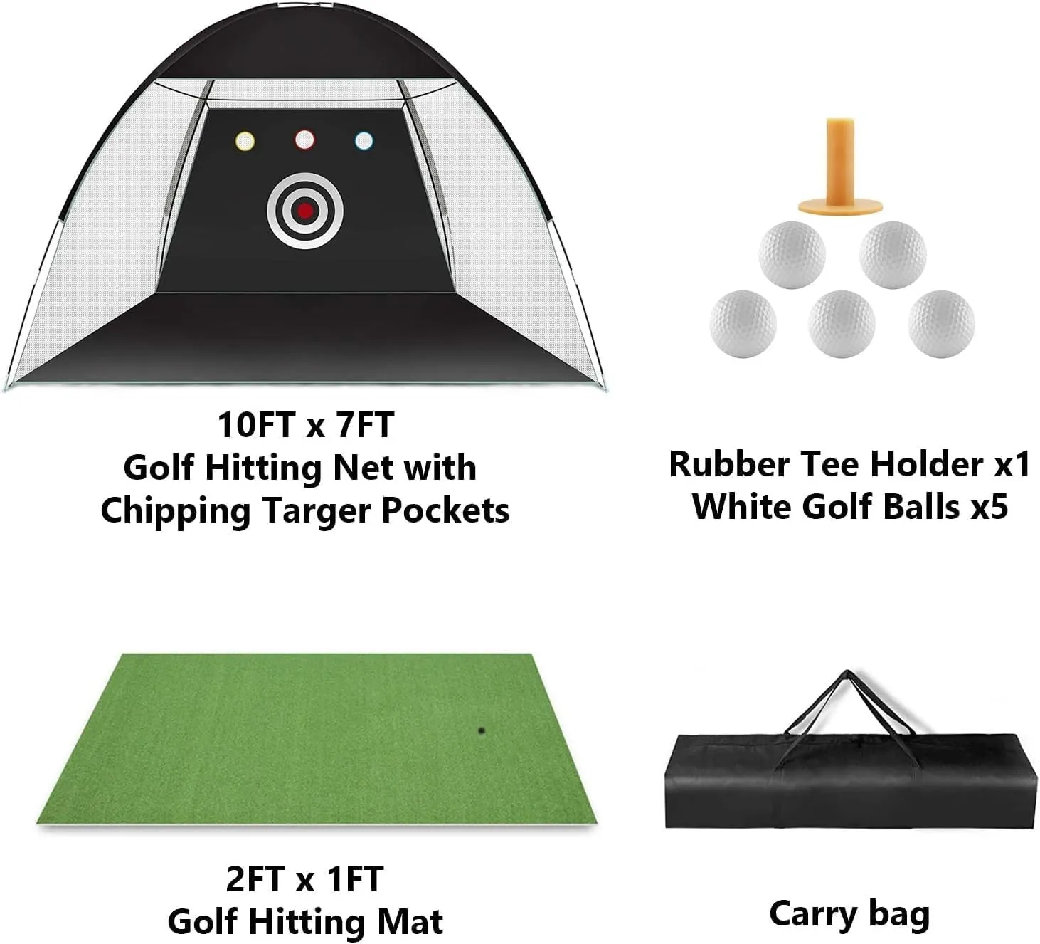 Golf Net, Easy POP UP Golf Practice Hitting Nets with Turf Mat, Easy to Install 10x7.5FT All in 1 Hitting Aid Backyard Driving Chipping Swing Training, Idea Gifts for Men