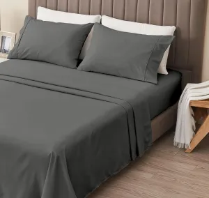 Great Bay Home 3-Piece Twin Grey Microfiber Sheet Set | Ultra-Soft, Brushed Bedding Sheets & Pillowcases - Wrinkle & Fade Resistant, All-Season Bed Sheets for Bed (Twin, Graphite)