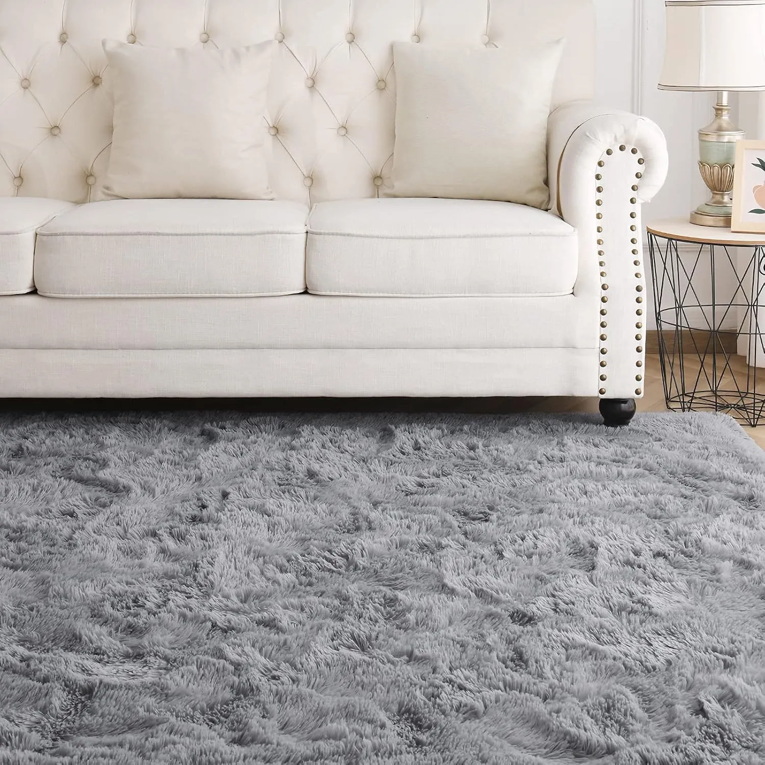 Grey Area Rugs for Bedroom Living Room, 3x5 Soft Non-Slip Rug Fluffy Shag, Fuzzy Indoor Shaggy Carpet for Dorm Home Decor