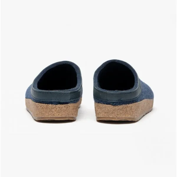 Haflinger TORBEN Womens Wool Slippers Denim Blue