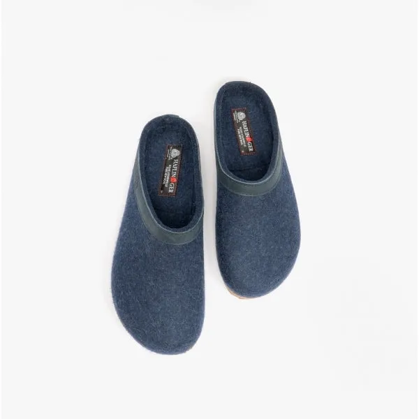 Haflinger TORBEN Womens Wool Slippers Denim Blue