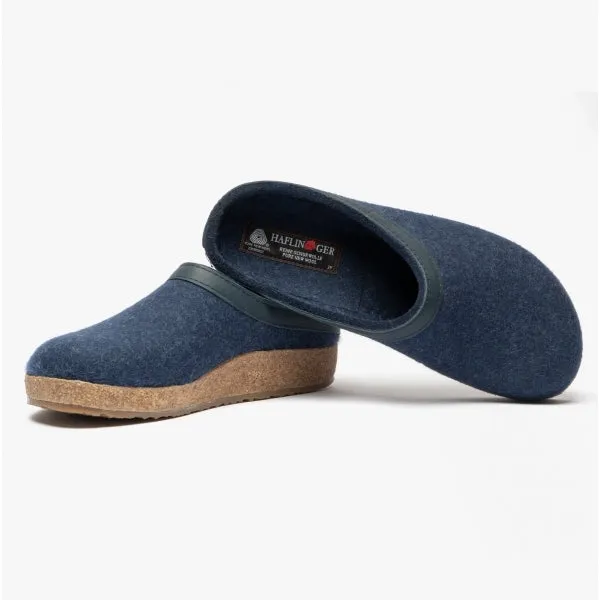 Haflinger TORBEN Womens Wool Slippers Denim Blue
