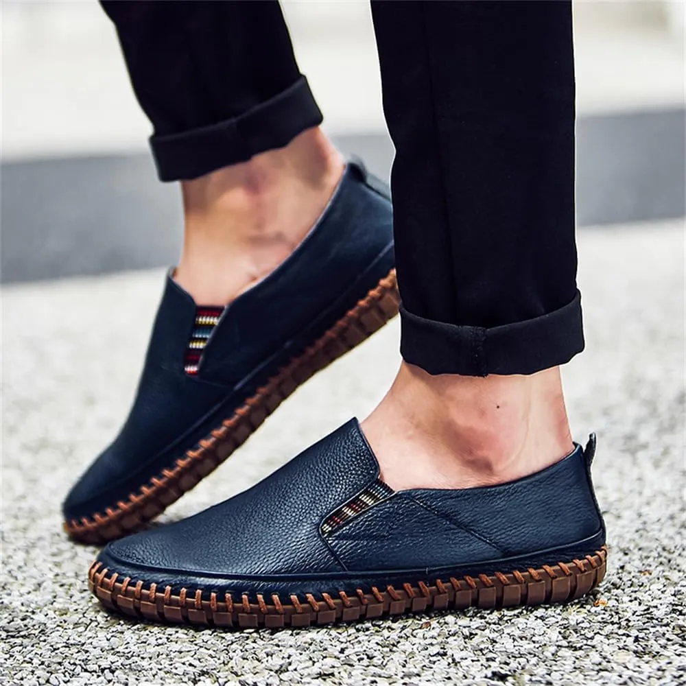 Handmade Leather Men's Loafers Moccasin Driving Shoes Slip on Soft Flats Shoes Men's Casual Shoes
